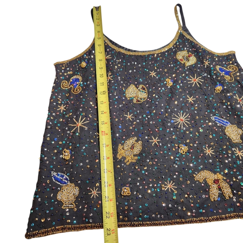 Vintage 80s Silk Beaded Celestial Camisole - Picture 7 of 9